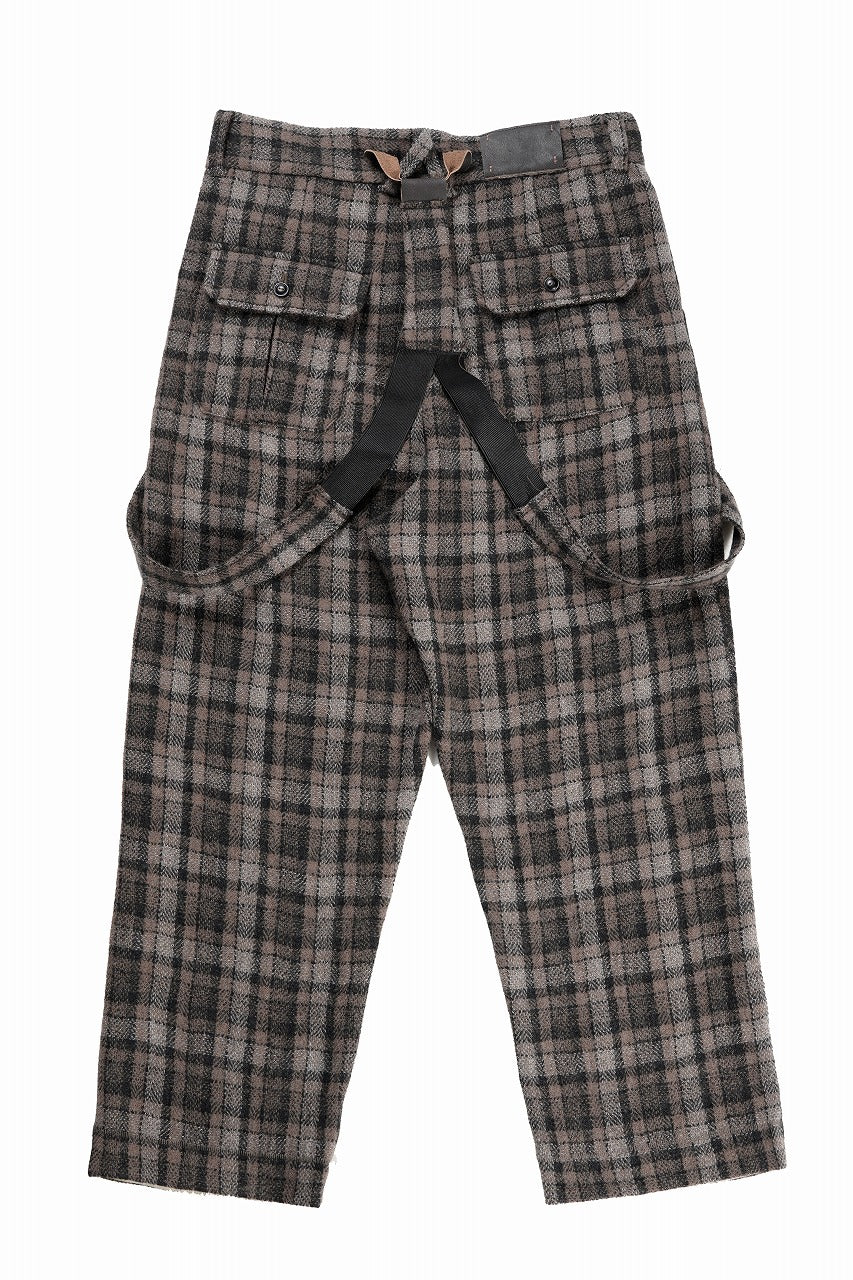 画像をギャラリービューアに読み込む, A TENTATIVE ATELIER George II PAINTER&#39;S CROSS CHECK BAND PANTS (BROWN BLACK CHECK)
