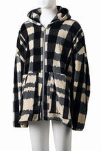 画像をギャラリービューアに読み込む, A.F ARTEFACT DOLMAN HOODED ZIP / JACQUARD DEFORMED PLAID VELOR (BLACK x GREY x IVORY)