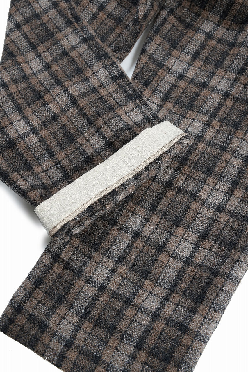 画像をギャラリービューアに読み込む, A TENTATIVE ATELIER George II PAINTER&#39;S CROSS CHECK BAND PANTS (BROWN BLACK CHECK)