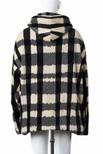 画像をギャラリービューアに読み込む, A.F ARTEFACT DOLMAN HOODED ZIP / JACQUARD DEFORMED PLAID VELOR (BLACK x GREY x IVORY)