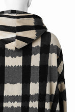 画像をギャラリービューアに読み込む, A.F ARTEFACT DOLMAN HOODED ZIP / JACQUARD DEFORMED PLAID VELOR (BLACK x GREY x IVORY)