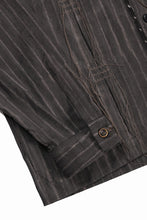 画像をギャラリービューアに読み込む, A TENTATIVE ATELIER Abel G. PIPING POCKET WORKER SHIRT (BROWN GREY STRIPES)