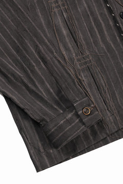 画像をギャラリービューアに読み込む, A TENTATIVE ATELIER Abel G. PIPING POCKET WORKER SHIRT (BROWN GREY STRIPES)
