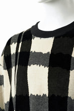 画像をギャラリービューアに読み込む, A.F ARTEFACT CREW NECK LONG PULLOVER / JACQUARD DEFORMED PLAID VELOR (BLACK x GREY x IVORY)