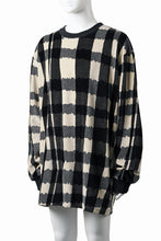 画像をギャラリービューアに読み込む, A.F ARTEFACT CREW NECK LONG PULLOVER / JACQUARD DEFORMED PLAID VELOR (BLACK x GREY x IVORY)