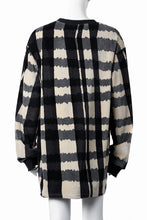 画像をギャラリービューアに読み込む, A.F ARTEFACT CREW NECK LONG PULLOVER / JACQUARD DEFORMED PLAID VELOR (BLACK x GREY x IVORY)