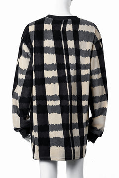 画像をギャラリービューアに読み込む, A.F ARTEFACT CREW NECK LONG PULLOVER / JACQUARD DEFORMED PLAID VELOR (BLACK x GREY x IVORY)