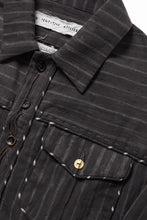 画像をギャラリービューアに読み込む, A TENTATIVE ATELIER Abel G. PIPING POCKET WORKER SHIRT (BROWN GREY STRIPES)