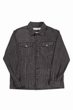画像をギャラリービューアに読み込む, A TENTATIVE ATELIER Abel G. PIPING POCKET WORKER SHIRT (BROWN GREY STRIPES)