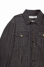 画像をギャラリービューアに読み込む, A TENTATIVE ATELIER Abel G. PIPING POCKET WORKER SHIRT (BROWN GREY STRIPES)