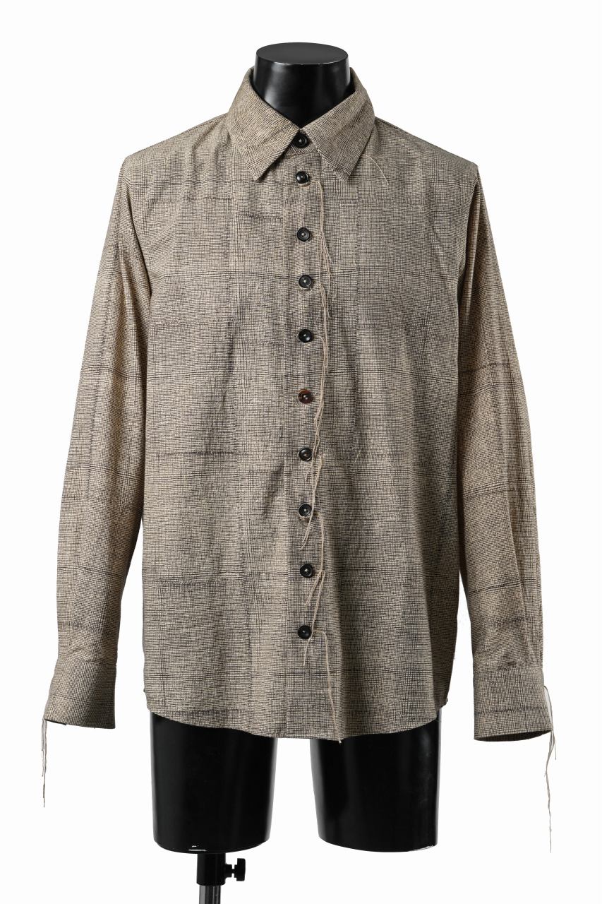 画像をギャラリービューアに読み込む, A TENTATIVE ATELIER exclusive Alvin BLOCK PRINT SHIRT (BLACK BEIGE)