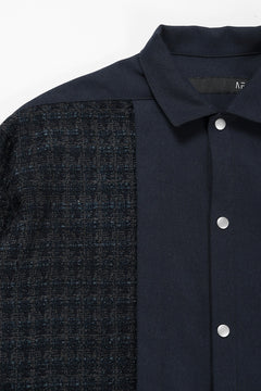画像をギャラリービューアに読み込む, 【SAMPLE SALE】A.F ARTEFACT SNAPPED PANEL SWITCHING SHIRT / COMBI TWILL &amp; TWEED (NAVY)
