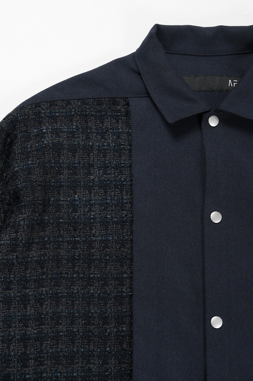 画像をギャラリービューアに読み込む, 【SAMPLE SALE】A.F ARTEFACT SNAPPED PANEL SWITCHING SHIRT / COMBI TWILL &amp; TWEED (NAVY)