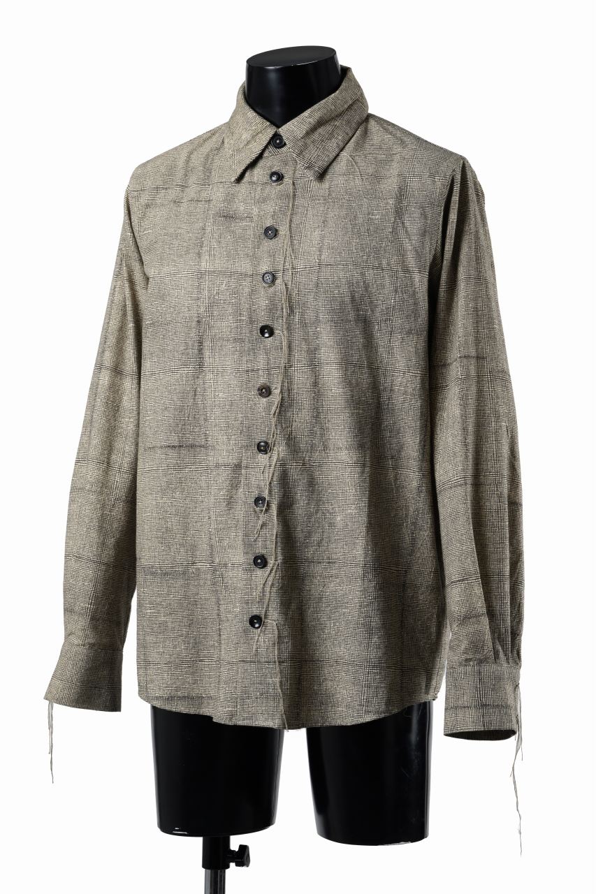 画像をギャラリービューアに読み込む, A TENTATIVE ATELIER exclusive Alvin BLOCK PRINT SHIRT (BLACK BEIGE)