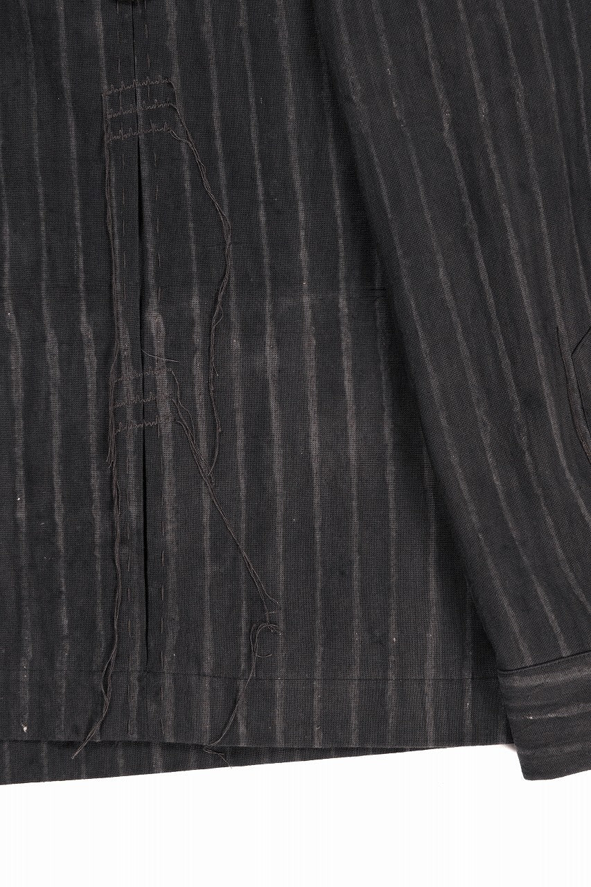 画像をギャラリービューアに読み込む, A TENTATIVE ATELIER Abel G. PIPING POCKET WORKER SHIRT (BROWN GREY STRIPES)