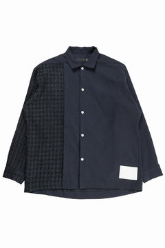 画像をギャラリービューアに読み込む, 【SAMPLE SALE】A.F ARTEFACT SNAPPED PANEL SWITCHING SHIRT / COMBI TWILL &amp; TWEED (NAVY)