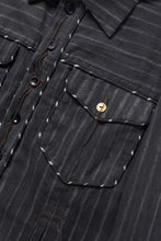 画像をギャラリービューアに読み込む, A TENTATIVE ATELIER Abel G. PIPING POCKET WORKER SHIRT (BROWN GREY STRIPES)