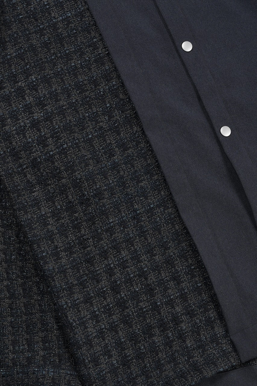 画像をギャラリービューアに読み込む, 【SAMPLE SALE】A.F ARTEFACT SNAPPED PANEL SWITCHING SHIRT / COMBI TWILL &amp; TWEED (NAVY)