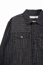 画像をギャラリービューアに読み込む, A TENTATIVE ATELIER Abel G. PIPING POCKET WORKER SHIRT (BROWN GREY STRIPES)