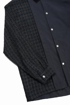 画像をギャラリービューアに読み込む, 【SAMPLE SALE】A.F ARTEFACT SNAPPED PANEL SWITCHING SHIRT / COMBI TWILL &amp; TWEED (NAVY)