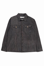 画像をギャラリービューアに読み込む, A TENTATIVE ATELIER Abel G. PIPING POCKET WORKER SHIRT (BROWN GREY STRIPES)