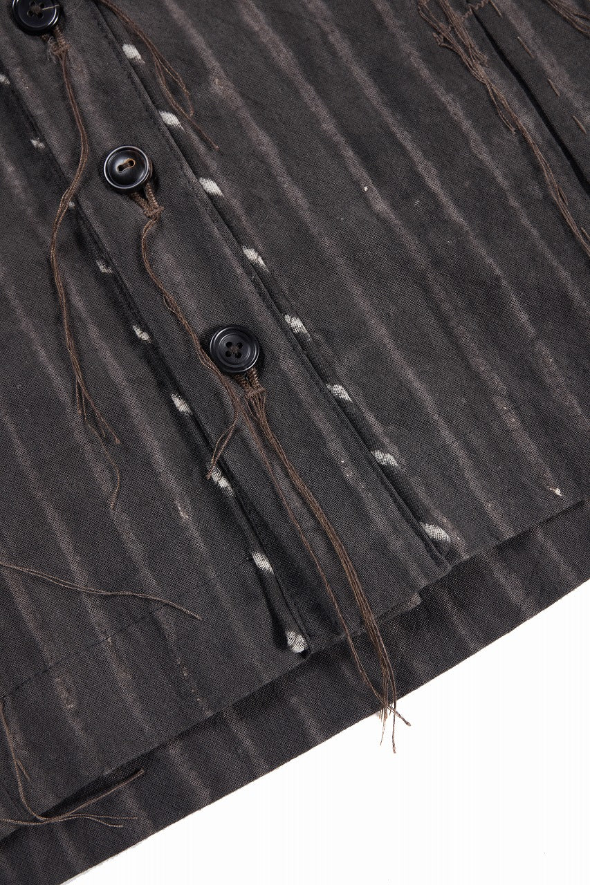 A TENTATIVE ATELIER Abel G. PIPING POCKET WORKER SHIRT (BROWN GREY STRIPES)