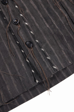 画像をギャラリービューアに読み込む, A TENTATIVE ATELIER Abel G. PIPING POCKET WORKER SHIRT (BROWN GREY STRIPES)