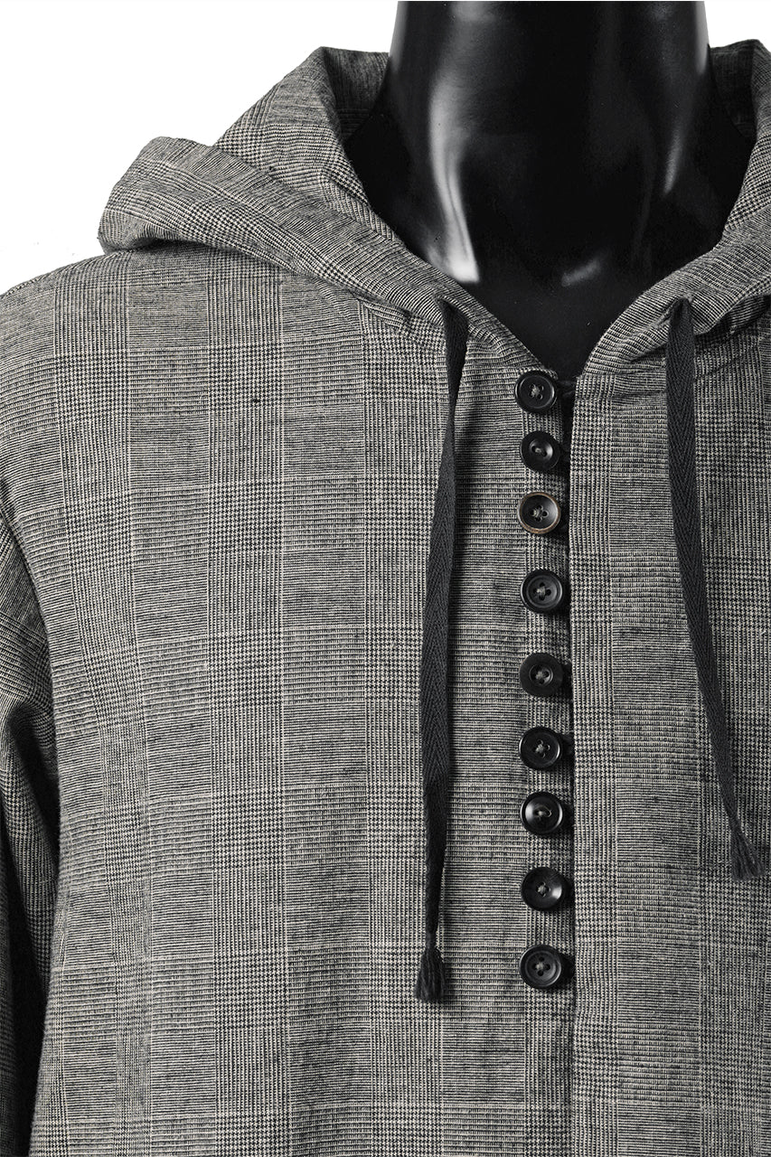 画像をギャラリービューアに読み込む, A TENTATIVE ATELIER Branka WASHED HOUNDSTOOTH OVERSIZE HOODY (DARK BROWN)