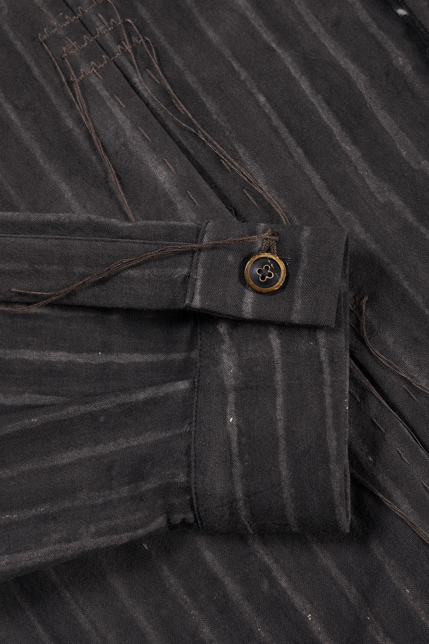 画像をギャラリービューアに読み込む, A TENTATIVE ATELIER Abel G. PIPING POCKET WORKER SHIRT (BROWN GREY STRIPES)