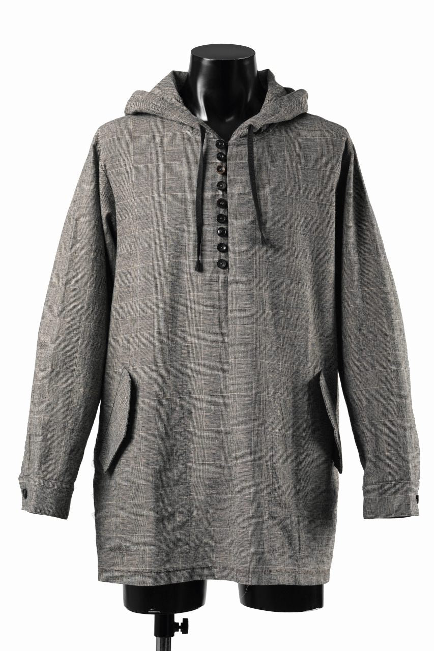 画像をギャラリービューアに読み込む, A TENTATIVE ATELIER Branka WASHED HOUNDSTOOTH OVERSIZE HOODY (DARK BROWN)