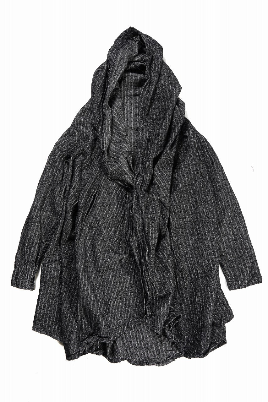画像をギャラリービューアに読み込む, 【SAMPLE SALE】A.F ARTEFACT BIG HOODIE GOWN COAT / JP INK DYED (STRIPE)