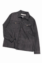 画像をギャラリービューアに読み込む, A TENTATIVE ATELIER Abel G. PIPING POCKET WORKER SHIRT (BROWN GREY STRIPES)