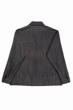 画像をギャラリービューアに読み込む, A TENTATIVE ATELIER Abel G. PIPING POCKET WORKER SHIRT (BROWN GREY STRIPES)
