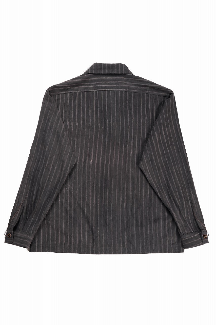 A TENTATIVE ATELIER Abel G. PIPING POCKET WORKER SHIRT (BROWN GREY STRIPES)