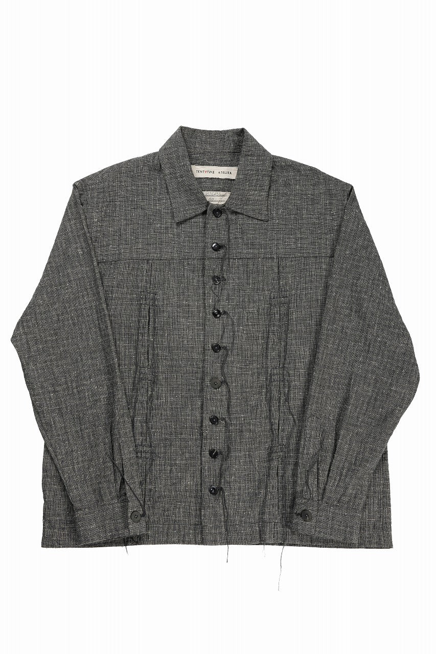 A TENTATIVE ATELIER Abel G. MULTI-STITCHES WORKER SHIRT (BLACK)
