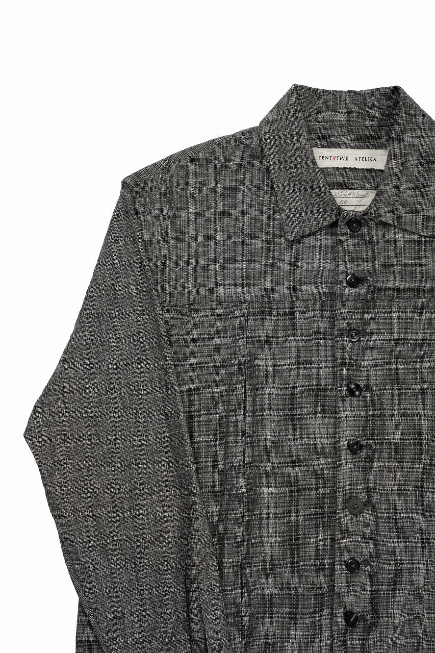 画像をギャラリービューアに読み込む, A TENTATIVE ATELIER Abel G. MULTI-STITCHES WORKER SHIRT (BLACK)