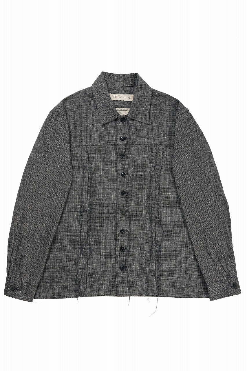 A TENTATIVE ATELIER Abel G. MULTI-STITCHES WORKER SHIRT (BLACK)