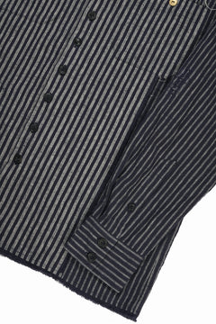 画像をギャラリービューアに読み込む, A TENTATIVE ATELIER Avis N. DISTRESSED PATCH STRIPES SHIRT (NAVY)