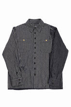 画像をギャラリービューアに読み込む, A TENTATIVE ATELIER Avis N. DISTRESSED PATCH STRIPES SHIRT (NAVY)