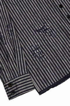 画像をギャラリービューアに読み込む, A TENTATIVE ATELIER Avis N. DISTRESSED PATCH STRIPES SHIRT (NAVY)
