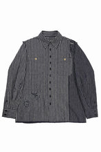 画像をギャラリービューアに読み込む, A TENTATIVE ATELIER Avis N. DISTRESSED PATCH STRIPES SHIRT (NAVY)