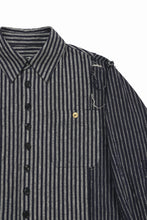 画像をギャラリービューアに読み込む, A TENTATIVE ATELIER Avis N. DISTRESSED PATCH STRIPES SHIRT (NAVY)