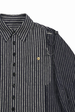 画像をギャラリービューアに読み込む, A TENTATIVE ATELIER Avis N. DISTRESSED PATCH STRIPES SHIRT (NAVY)