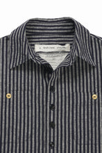 画像をギャラリービューアに読み込む, A TENTATIVE ATELIER Avis N. DISTRESSED PATCH STRIPES SHIRT (NAVY)