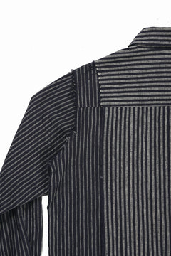 画像をギャラリービューアに読み込む, A TENTATIVE ATELIER Avis N. DISTRESSED PATCH STRIPES SHIRT (NAVY)