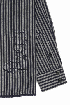 画像をギャラリービューアに読み込む, A TENTATIVE ATELIER Avis N. DISTRESSED PATCH STRIPES SHIRT (NAVY)