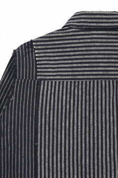 画像をギャラリービューアに読み込む, A TENTATIVE ATELIER Avis N. DISTRESSED PATCH STRIPES SHIRT (NAVY)
