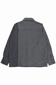 画像をギャラリービューアに読み込む, A TENTATIVE ATELIER Avis N. DISTRESSED PATCH STRIPES SHIRT (NAVY)
