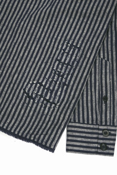 画像をギャラリービューアに読み込む, A TENTATIVE ATELIER Avis N. DISTRESSED PATCH STRIPES SHIRT (NAVY)