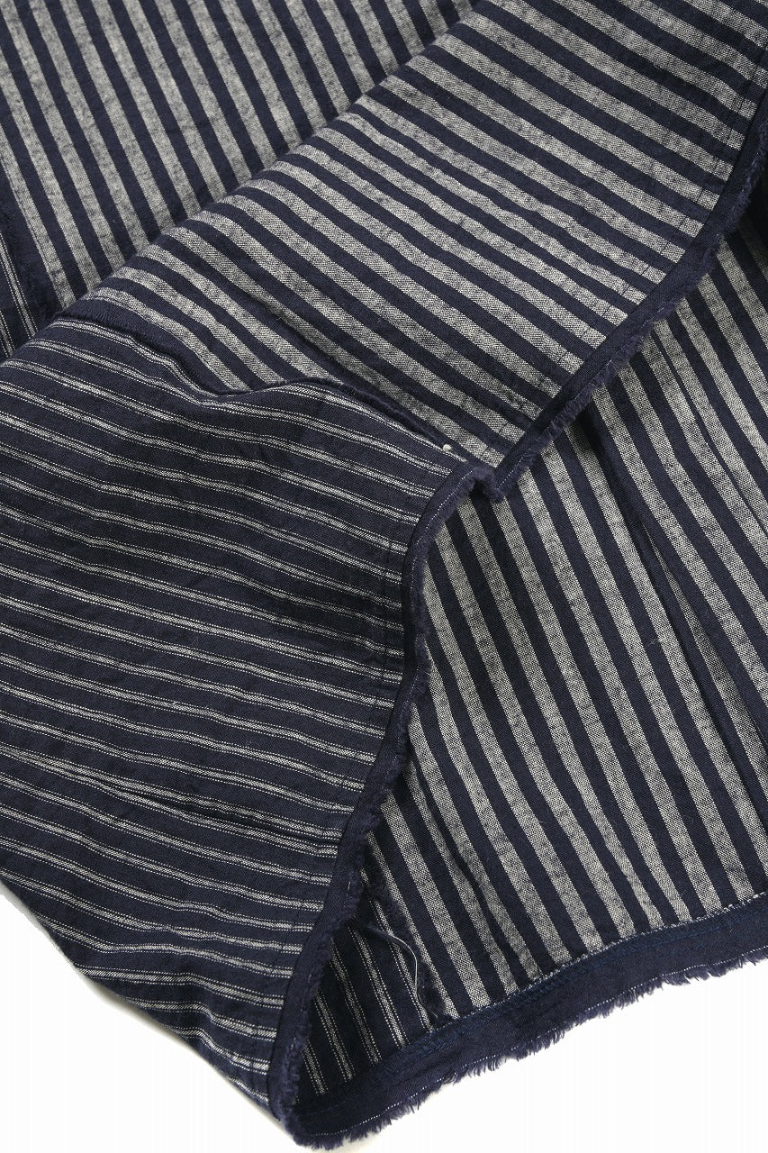 画像をギャラリービューアに読み込む, A TENTATIVE ATELIER Avis N. DISTRESSED PATCH STRIPES SHIRT (NAVY)